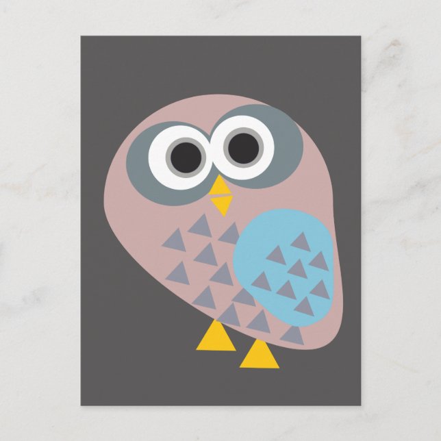 Owl mauve grau postkarte (Vorderseite)