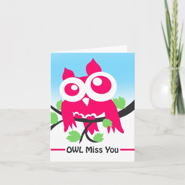 Owl Miss Du Niedlich Pink Owl Karte (Vorderseite)