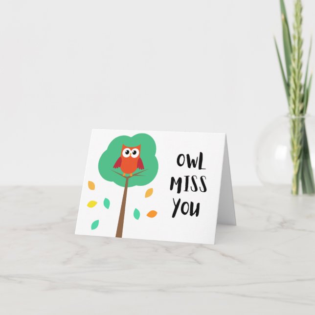 Owl Miss You - Puff Farewell Card Dankeskarte (Vorderseite)