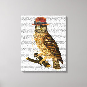 Owl mit Steampunk Style Bowler Hat Leinwanddruck