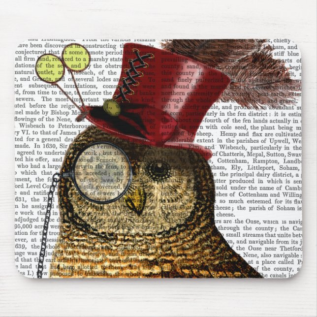 Owl mit Top Hat 3 Mousepad (Vorne)