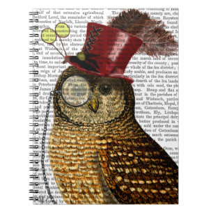 Owl mit Top Hat 3 Notizblock