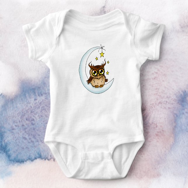 Owl Moon Blue Niedlich Stars Baby Strampler (Von Creator hochgeladen)