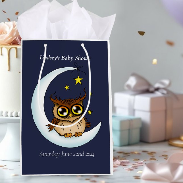 Owl Moon Blue Niedlich Stars Babydusche Mittlere Geschenktüte (Von Creator hochgeladen)