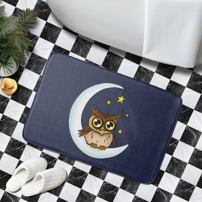 Owl Moon Blue Niedlich Stars Badematte (Von Creator hochgeladen)