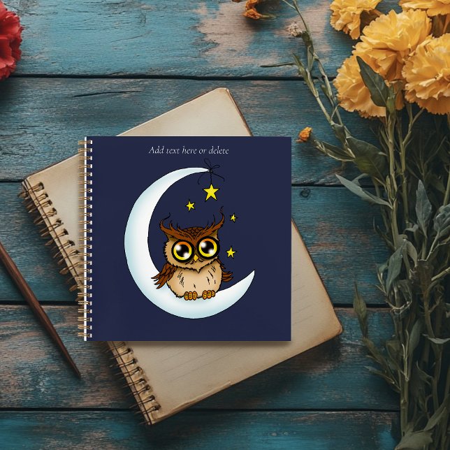 Owl Moon Blue Niedlich Stars Notizbuch (Von Creator hochgeladen)
