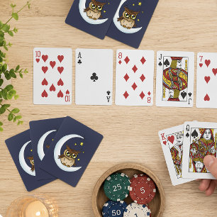 Owl Moon Blue Niedlich Stars Spielkarten