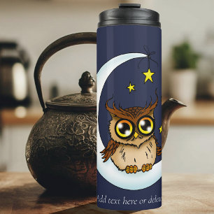 Owl Moon Blue Niedlich Stars Thermosbecher