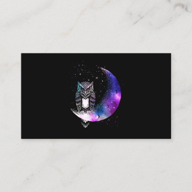 Owl Moon Galaxy Bird Crescent Visitenkarte (Vorderseite)