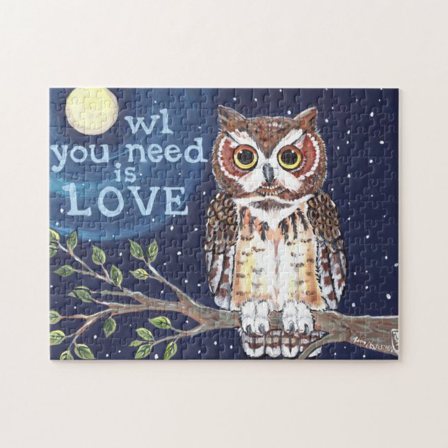 Owl Moon Halloween Night Jigsaw Puzzle Navy Herbst (Horizontal)