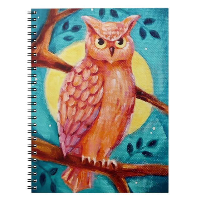 Owl & Moon Spiral Notebook Notizblock (Vorderseite)