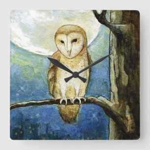 "Owl Moon" Wall Clock Quadratische Wanduhr