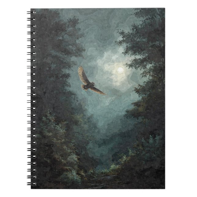Owl Moonlit Forest Notebook Notizblock (Vorderseite)