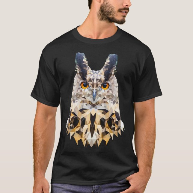 Owl Motive  Proud Owl in Polygon Style  WPAP Owl P T-Shirt (Vorderseite)