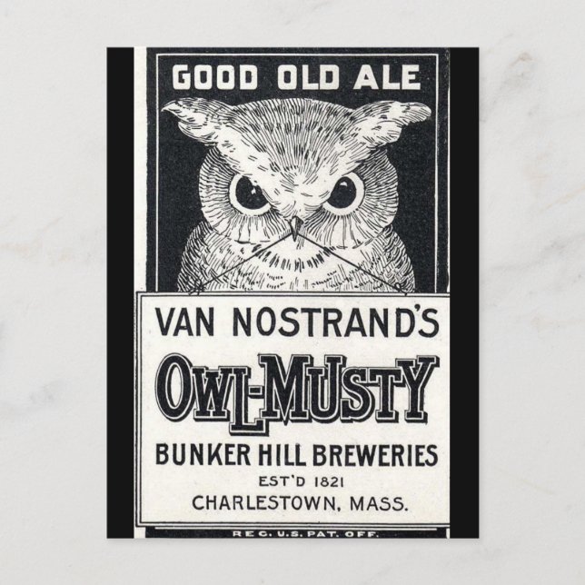 Owl-Musty Ale Beer Postcard Postkarte (Vorderseite)