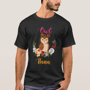 Owl Nana Floral Owl Bow Krawatte Lover Muttertag T-Shirt