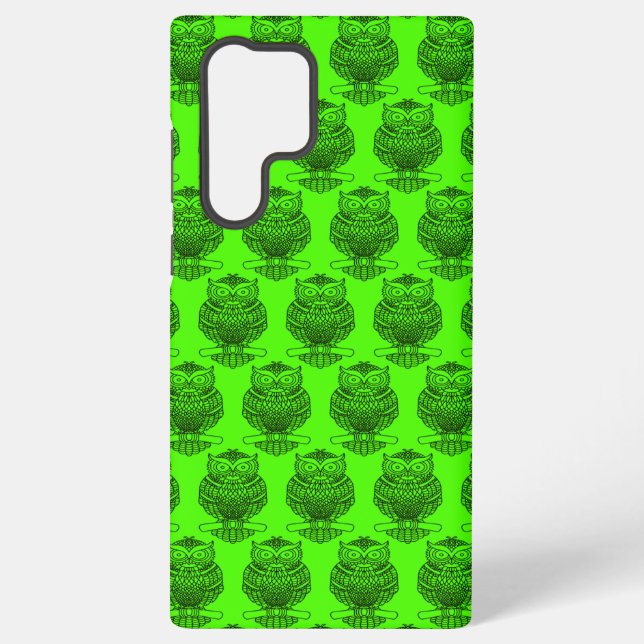 Owl (neon grün) - Samsung (S22 Ultra) Case Galaxy Hülle (Rückseite)