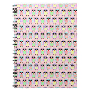 Owl Niedliches Muster Pastell Notebook Notizblock