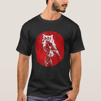 Owl Noctrurnal Animal Ornithology Red Moon Hallowa T-Shirt