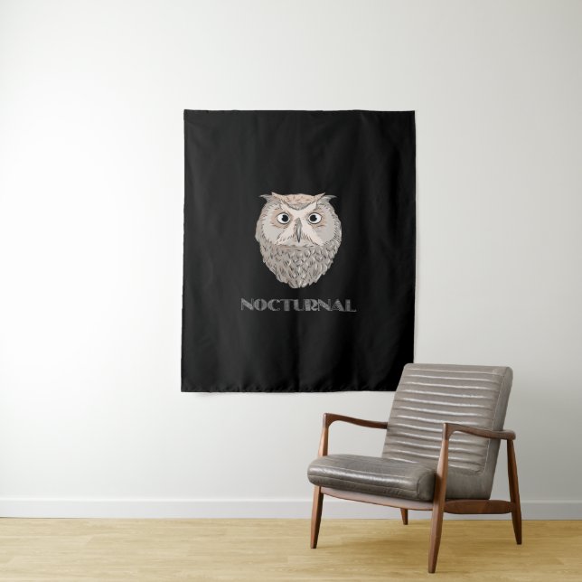 Owl Nocturnal Illustration Tapestation Wandteppich (Beispiel)