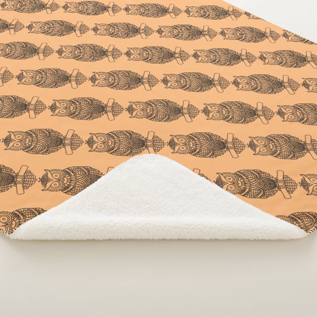 Owl (orange) - Sherpa-Blanket Sherpadecke (3/4)