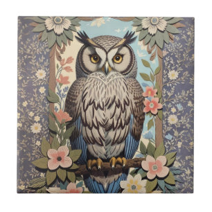 Owl Pastel Floral William Morris Inspiriert Fliese