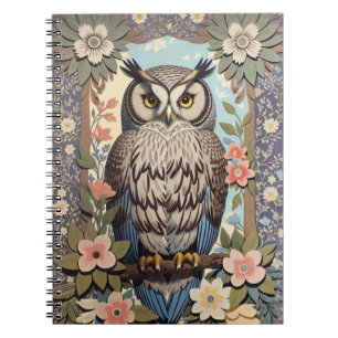 Owl Pastel Floral William Morris Inspiriert Notizblock