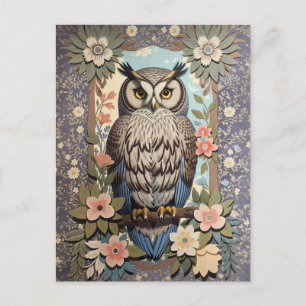 Owl Pastel Floral William Morris Inspiriert Postkarte
