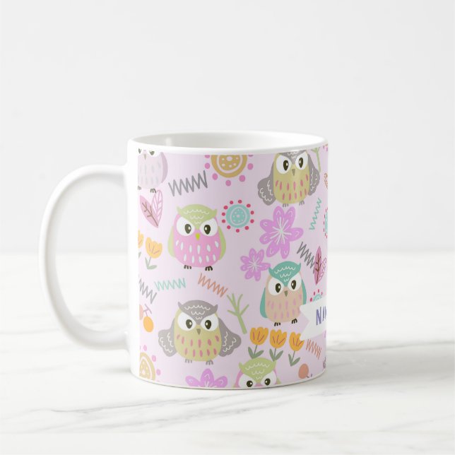 Owl Pastellrosa Kaffeetasse (Links)