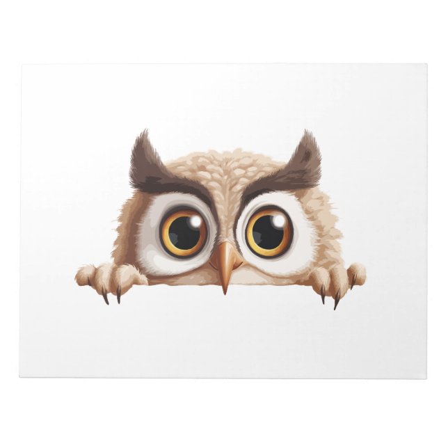 Owl Peeking Niedlich Adorable Funny Animal Cartoon Notizblock (Vorderseite)