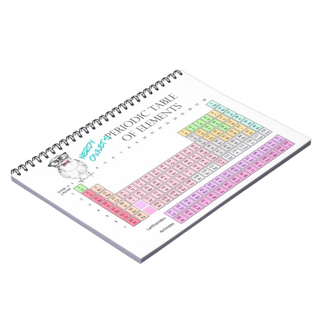 Owl Periodic Table of elemente Notebook Notizblock (Linke Seite)
