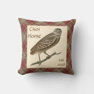 Owl Personalisiert Red Kariert Throw Kissen
