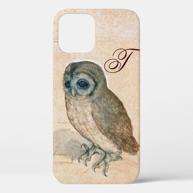 OWL, PIink, Sepia Monogramm Case-Mate iPhone Hülle (Rückseite)