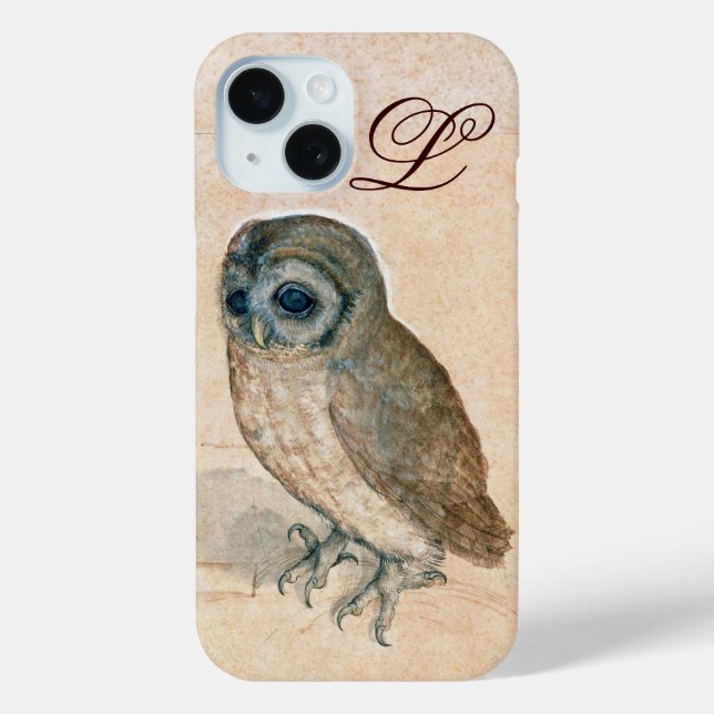 OWL, PIink, Sepia Monogramm Case-Mate iPhone Hülle (Rückseite)
