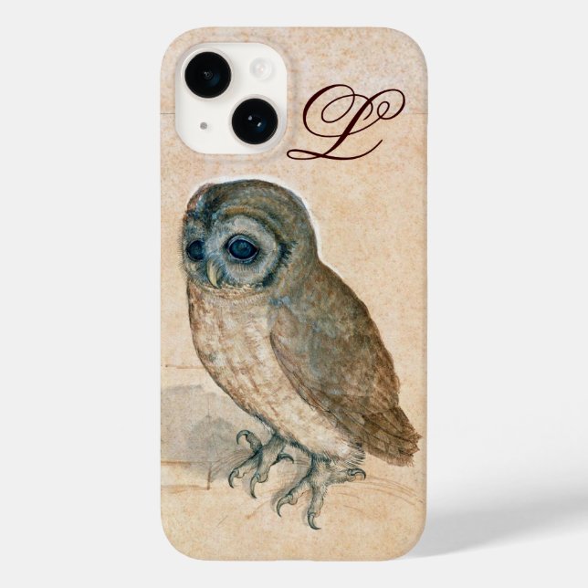 OWL, PIink, Sepia Monogramm Case-Mate iPhone Hülle (Rückseite)