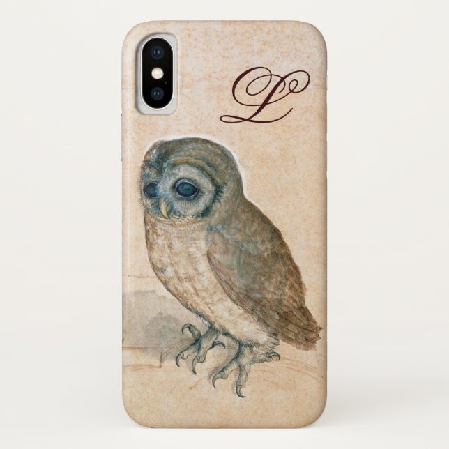 OWL, PIink, Sepia Monogramm Case-Mate iPhone Hülle (Rückseite)