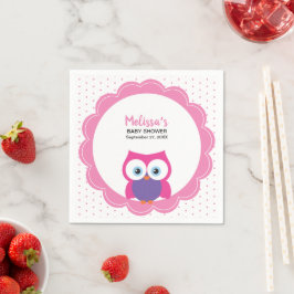 Owl Pink Girl Sweet Adorable expressive Augen Serviette