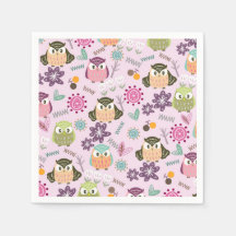 Owl Pink Napkins