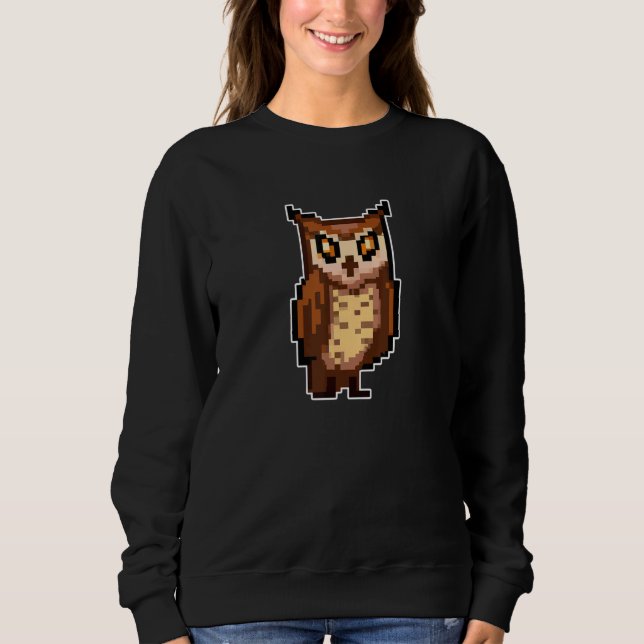 Owl Pixel Retro Gaming Style Sweatshirt (Vorderseite)