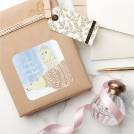 Owl Polar Bär Geschnittene Hasen und Sweaters Star Quadratischer Aufkleber