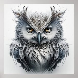 Owl Portrait Tiermalerei Natur im Freien Kunst, Di Poster
