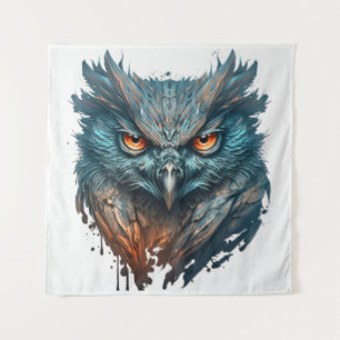 Owl Portrait Tiermalerei Natur im Freien Kunst, Di Wandteppich