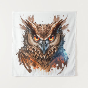 Owl Portrait Tiermalerei Natur im Freien Kunst, Di Wandteppich