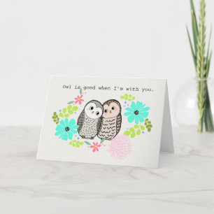 Owl pun Liebe Jubiläum Valentine Couple Card Eule Dankeskarte