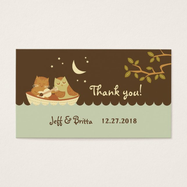 Owl & Pussycat Storybook Wedding (blau und braun) (Vorderseite)