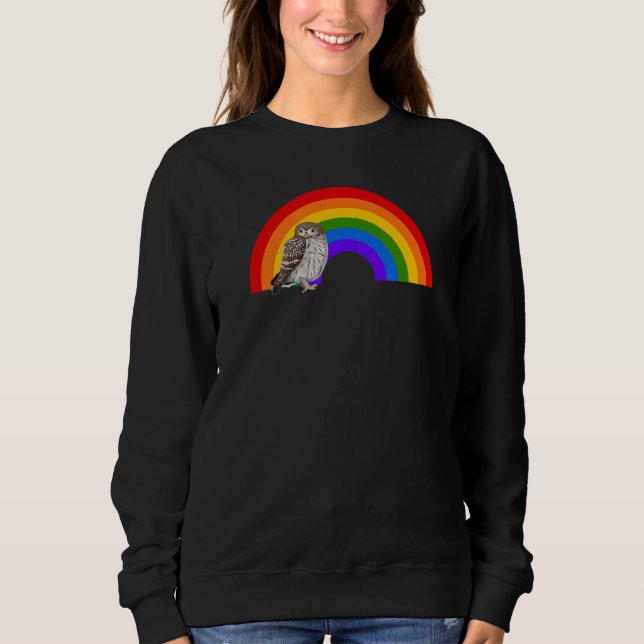Owl Rainbow Bird Birdwatcher Tierbiologe Sweatshirt (Vorderseite)