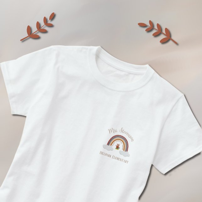 Owl & Rainbow Lehrer T - Shirt mit Schulname (Von Creator hochgeladen)