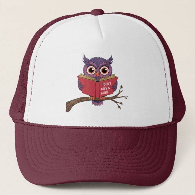 Owl Reading Hat Truckerkappe (Vorderseite)