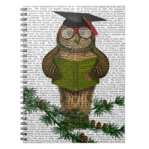 Owl Reading on Branch Notizblock