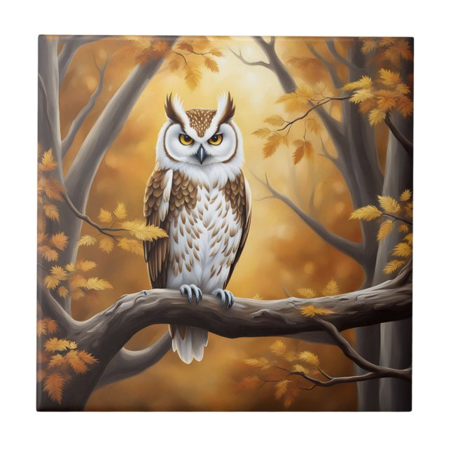 Owl Serenity Herbst Fliese (Vorderseite)